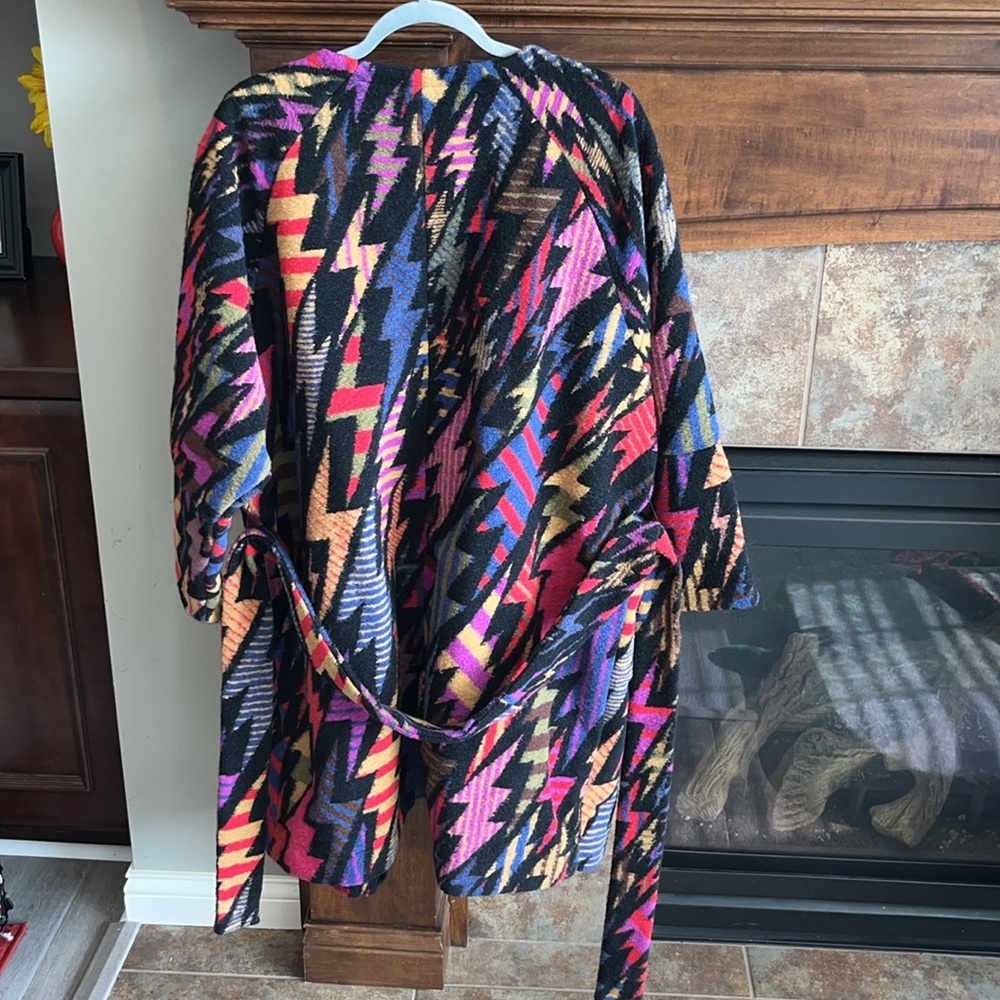 RARE FARM RIO NWT colorful lightning fleece cardigan/coat  sz L runs big.